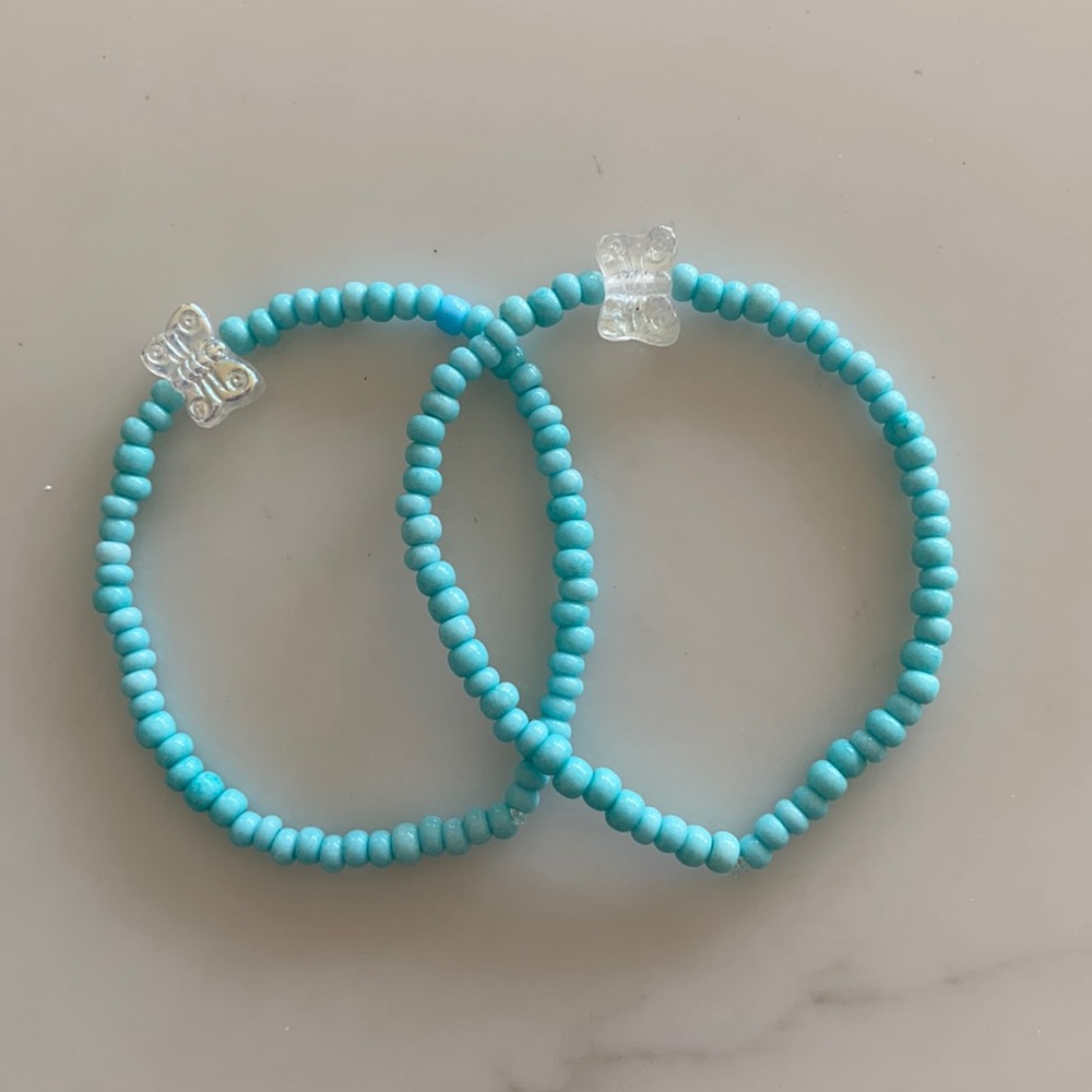2 Blue Butterfly Friendship Bracelets
